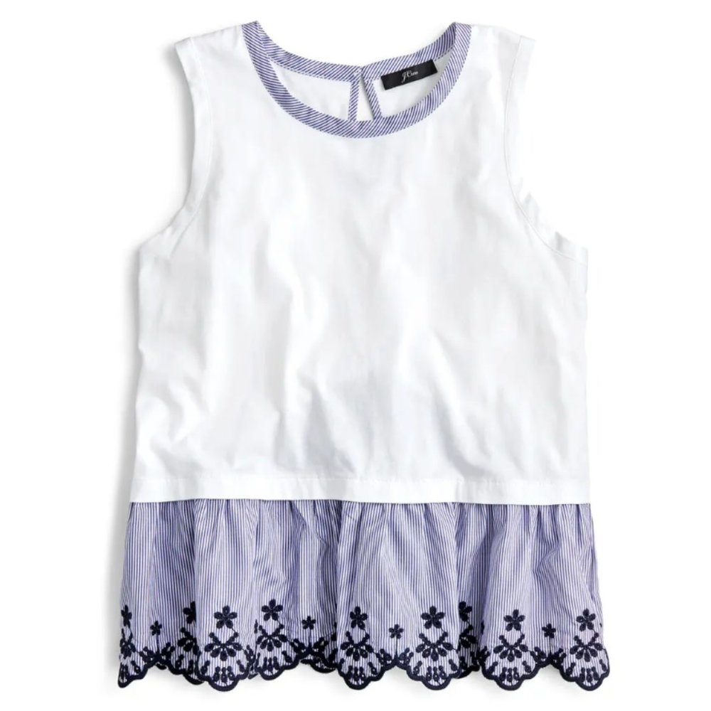 J. Crew Embroidered Peplum Tulip-Back Tank Top (S) EUC - Picture 3 of 8